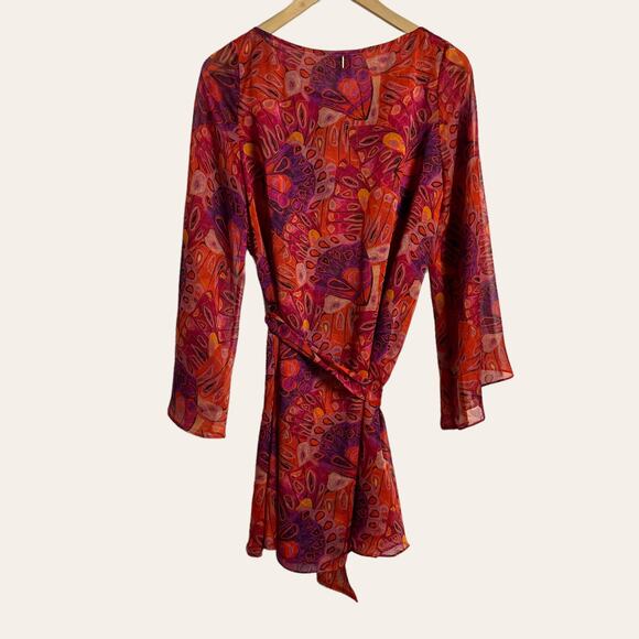 MISA Twiggy Abstract Butterfly Print Long Sleeve Mini Dress Size Small - Picture 9 of 11